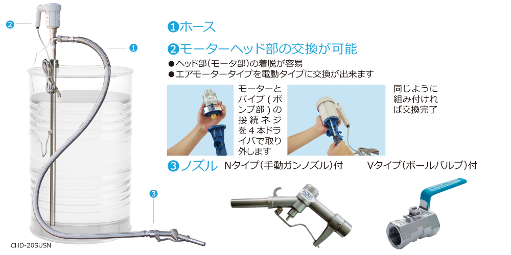 전동식 화학 드럼 펌프 CHD 시리즈